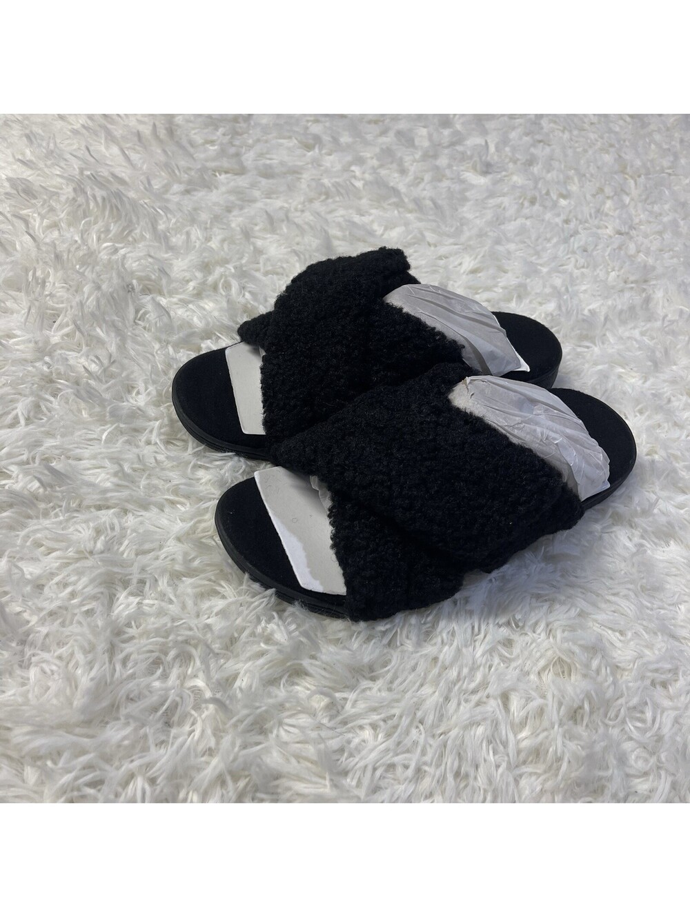 VIONIC WOMEN'S RELAX II SLIPPER - SIZE: 8 - BLACK SHEARLING